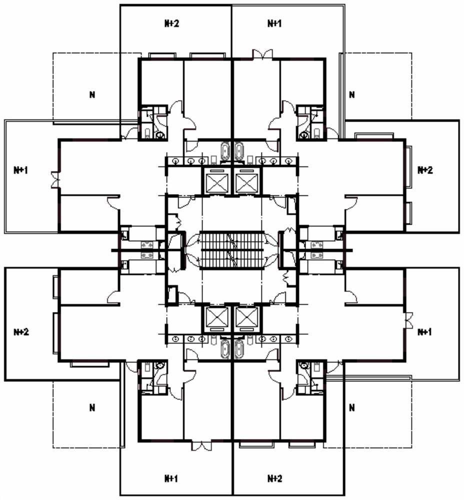 Residential building with staggered terraces