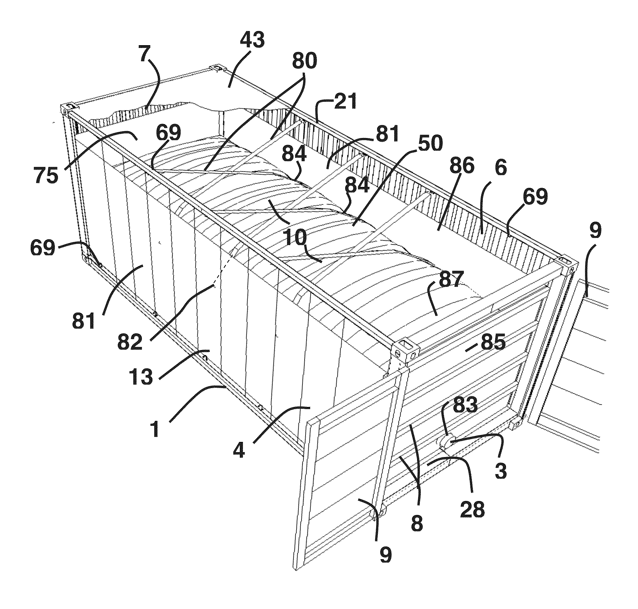 Flexible tank for fluid containerisation