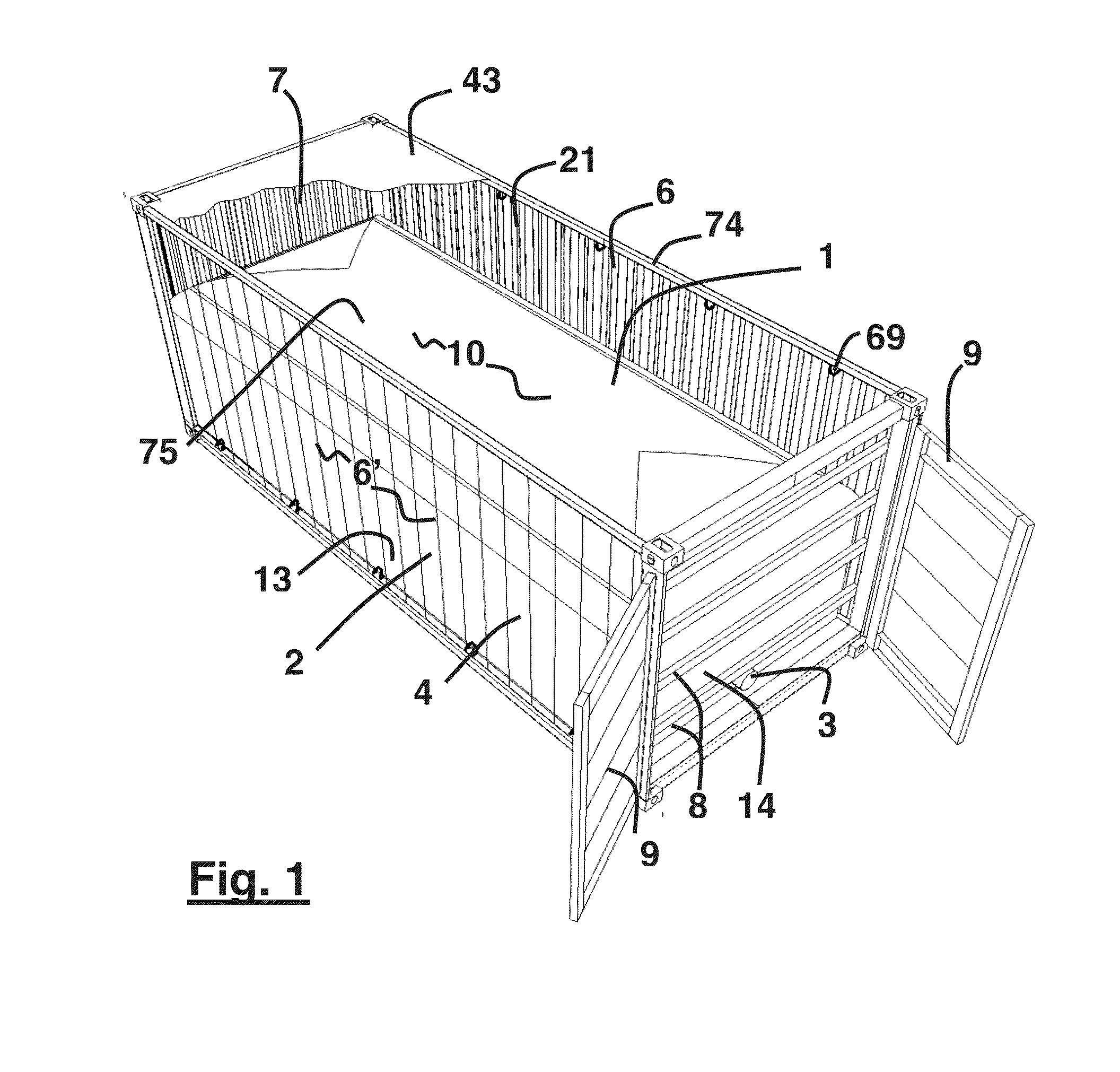 Flexible tank for fluid containerisation