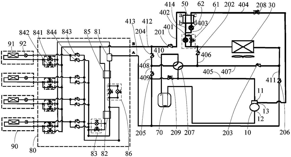 Two-tube heat recovery multi-split system and air conditioning outdoor unit thereof