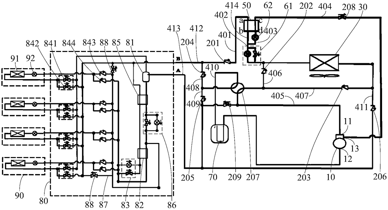 Two-tube heat recovery multi-split system and air conditioning outdoor unit thereof