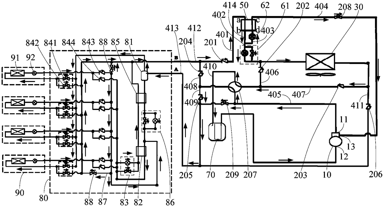 Two-tube heat recovery multi-split system and air conditioning outdoor unit thereof