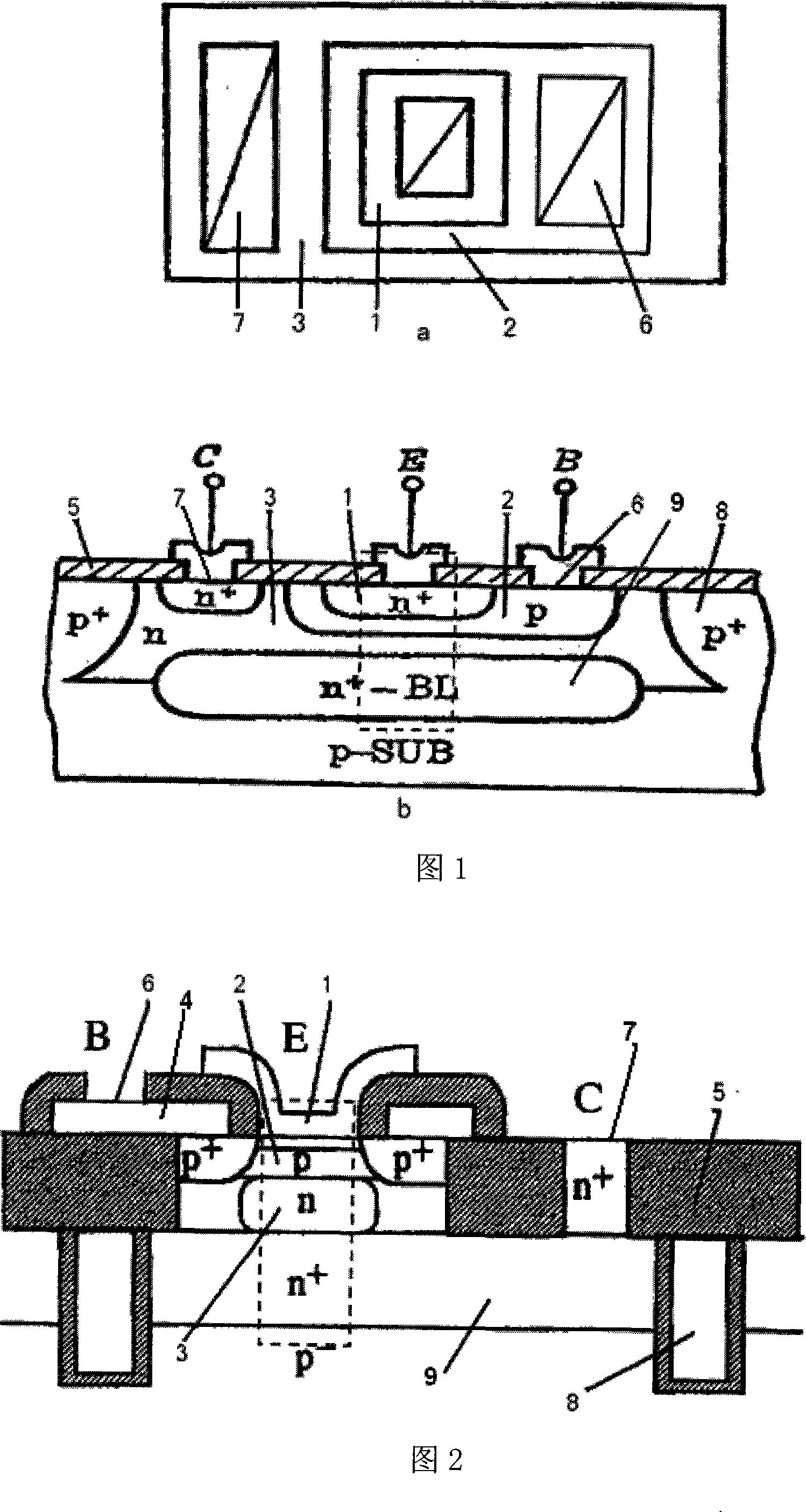 Polycrystal collecting area invert structure SiGe hetero-junction transistor