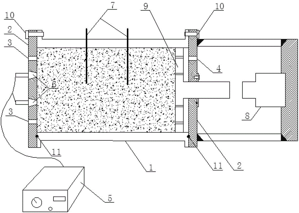 Coal-bed gas seepage experimental device under action of controllable high-power sound wave