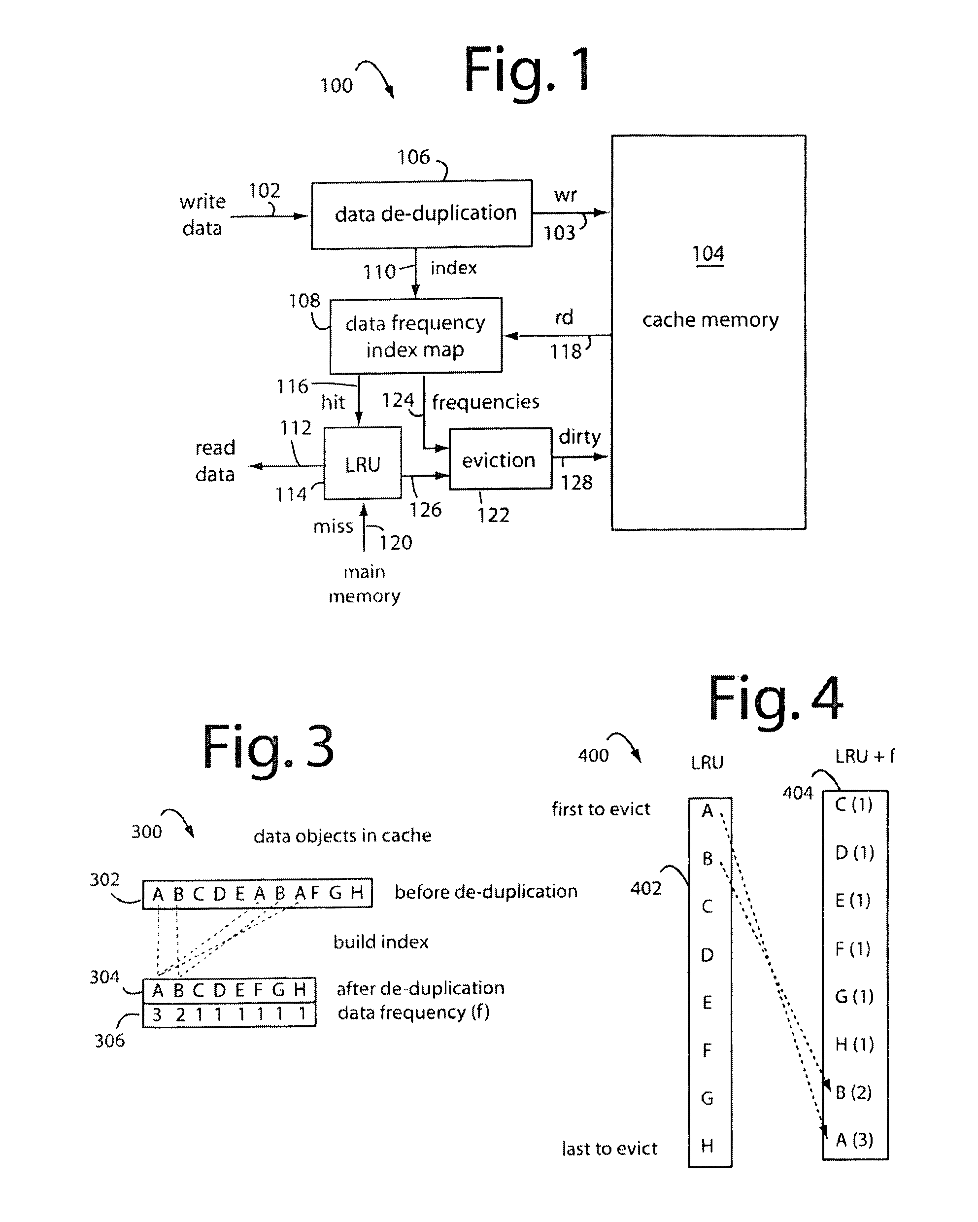 Data block frequency map dependent caching