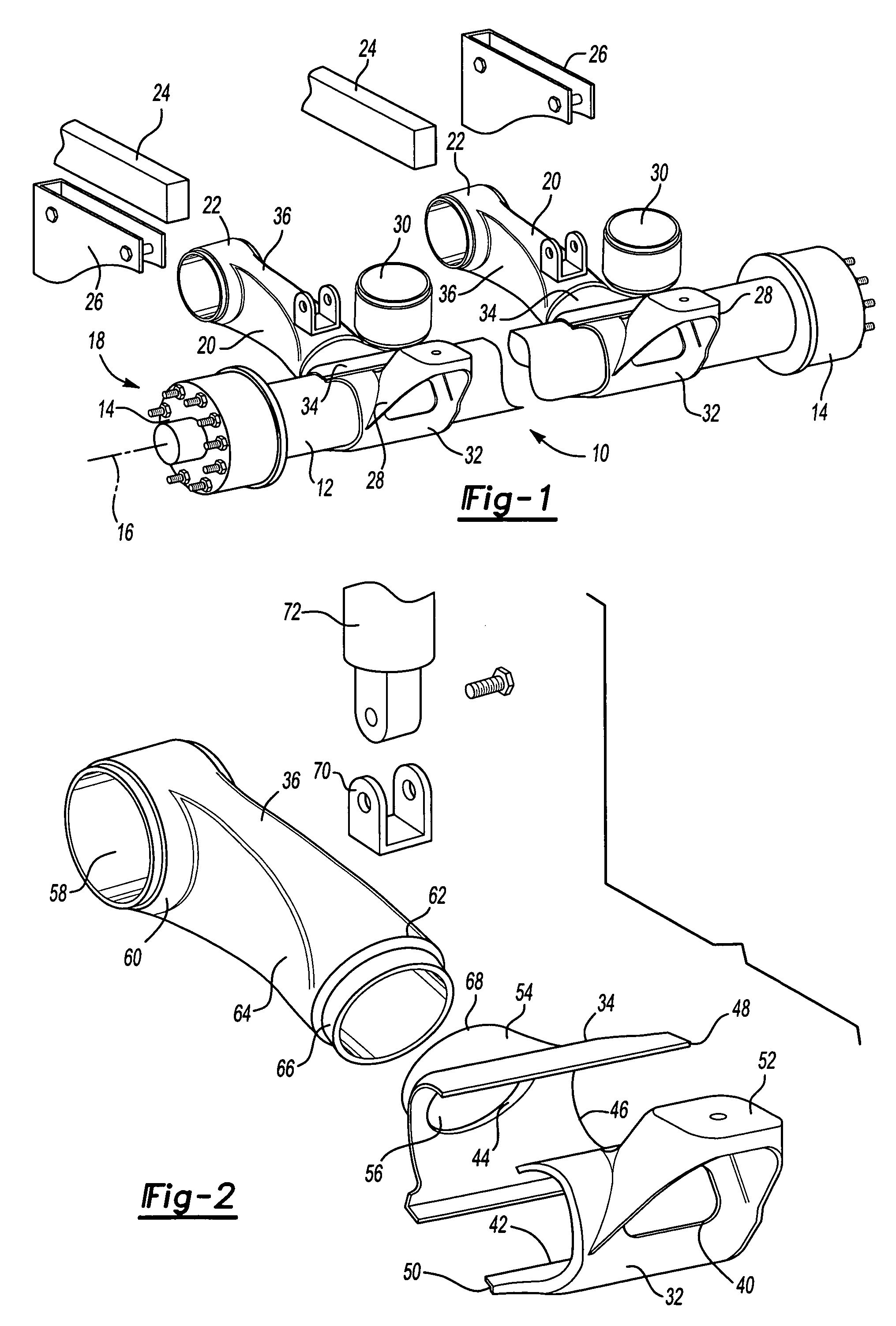 Cast trailing arm assembly for trailer suspension