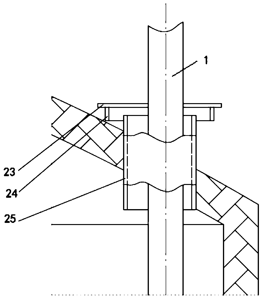 Connecting structure of salt inlet pipe and molten salt storage tank for molten salt storage tank