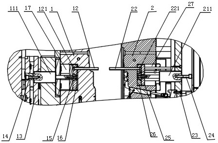 An injection mold for one-time molding of lightweight composite automobile inner door panels