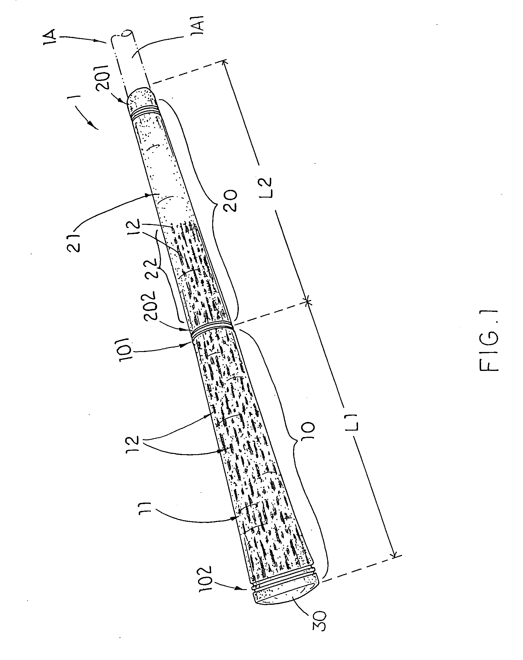 Golf club grip with anti-slip and control arrangement