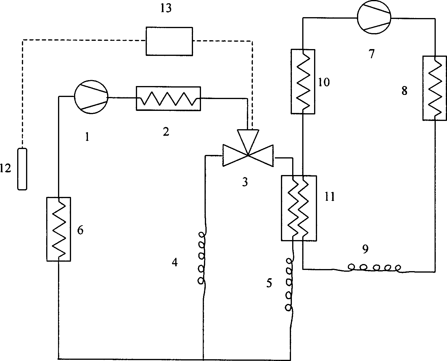 Refrigeration freezer with double-refrigeration loop of raising freezing function