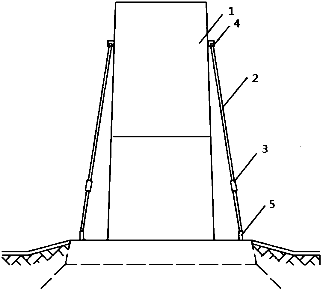 Steel chimney installation overturn-preventing method and device