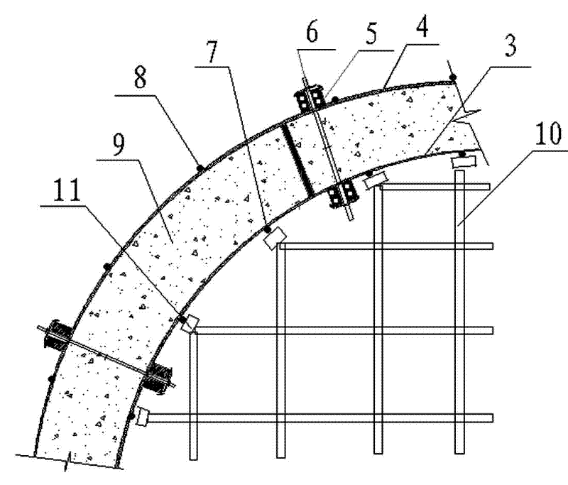 Construction method for support mould with large-curvature spherical concrete structure