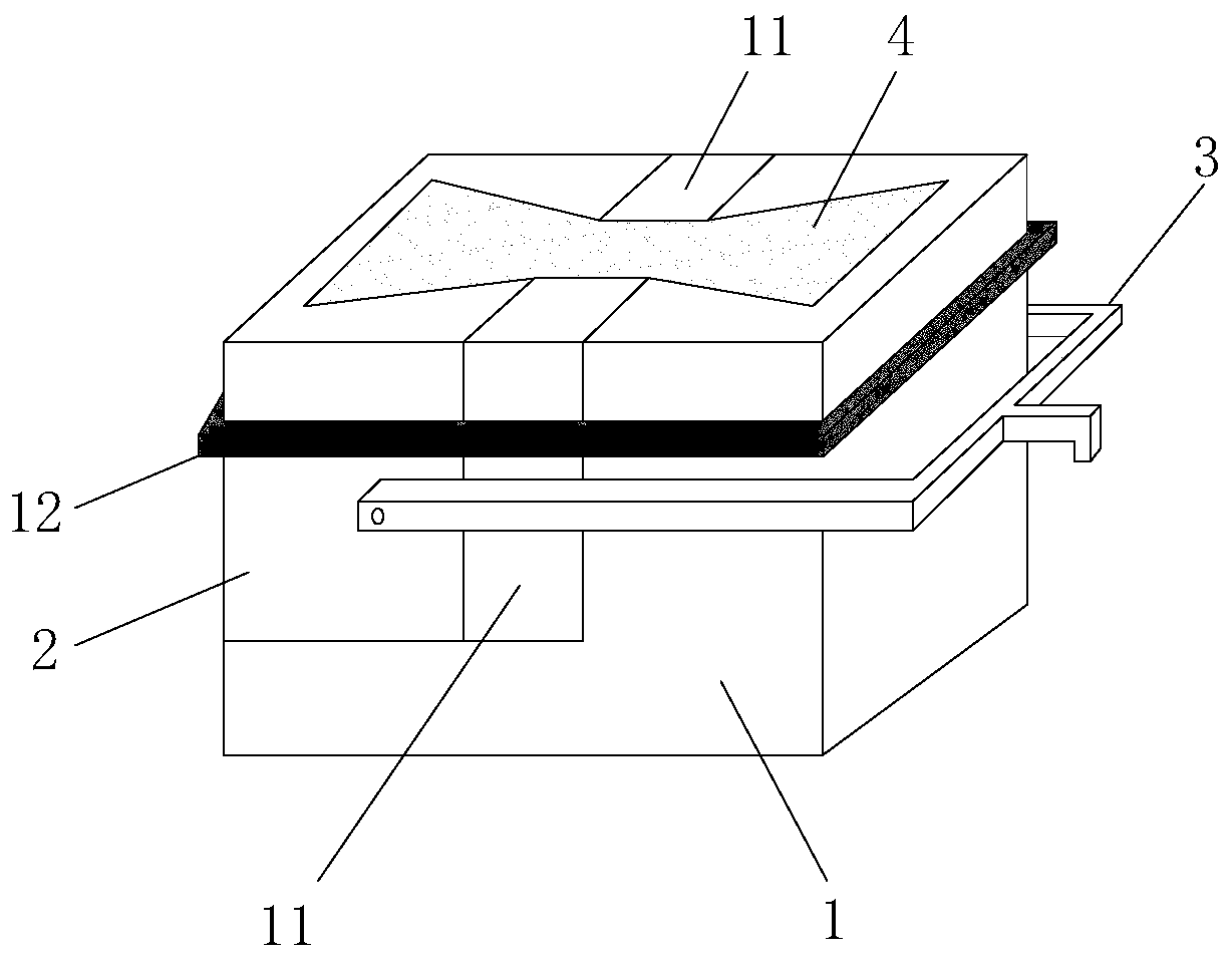 A device and method for measuring the tensile strength of soil using a direct shear instrument