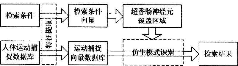 Human body motion capturing data retrieval method based on bionic pattern recognition