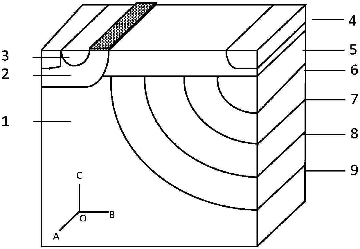 Wide bandgap semiconductor lateral double-diffusion transistor with multi-ring electric field modulation substrate