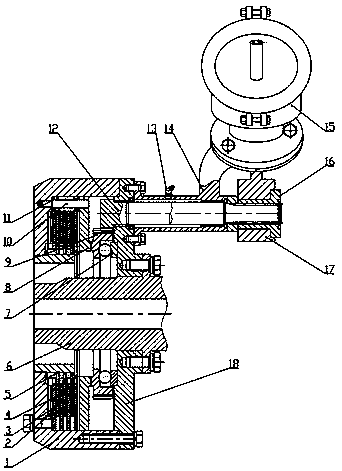 Gap-adjustable multi-head threaded force-increasing wet brake