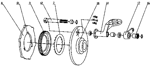 Gap-adjustable multi-head threaded force-increasing wet brake