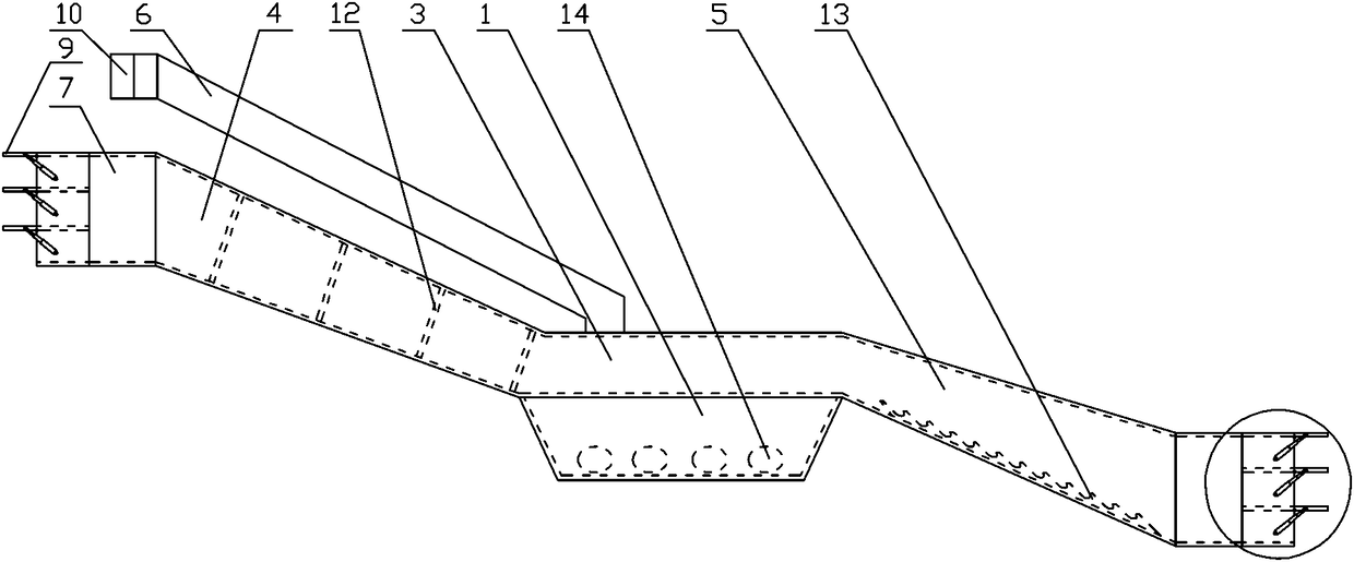 Artificial nature type slope fishway and fish entering method