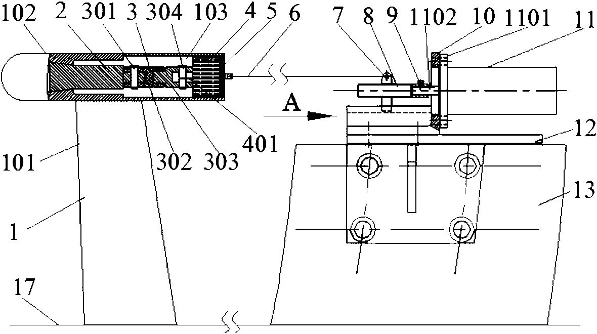 Testing device for measuring parachute opening characteristics of parachute model in high-speed wind tunnel