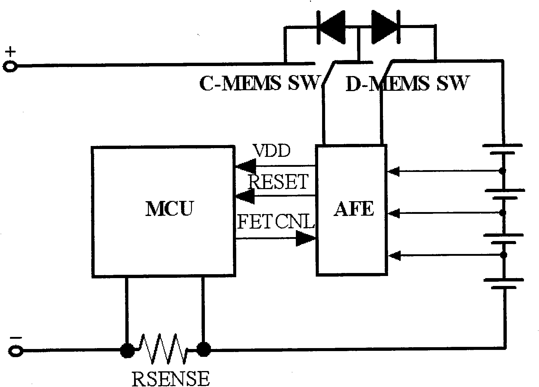 Battery pack protective circuit applying micro-electromechanical system (MEMS) switch