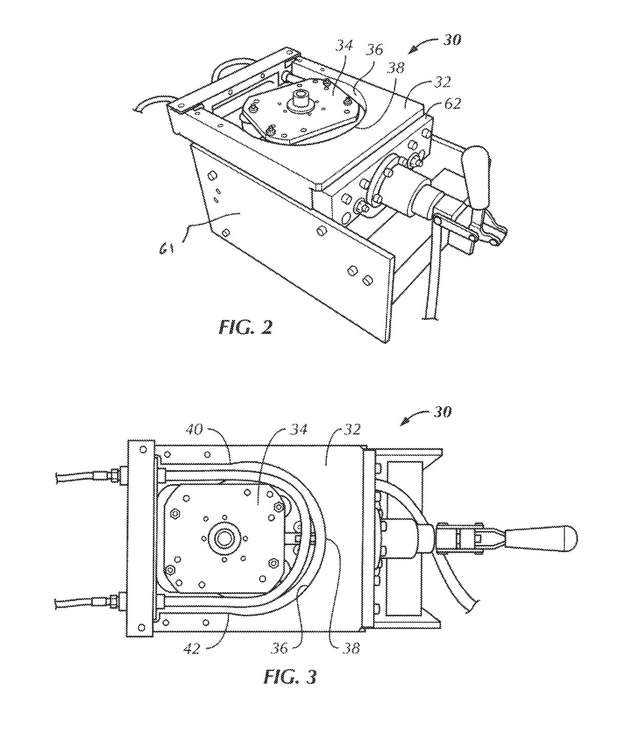 Heat exchange system for patient temperature control with easy loading high performance peristaltic pump