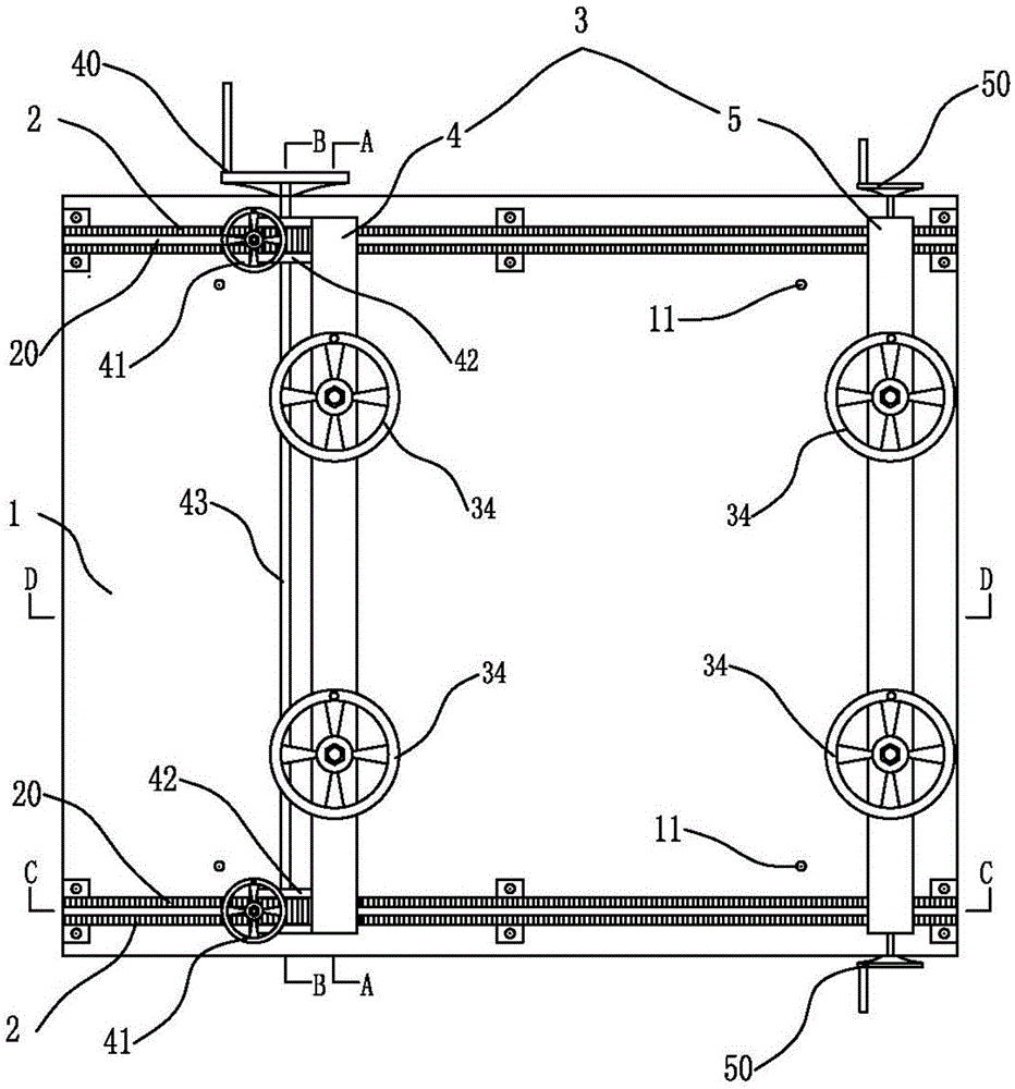 An electrode net tensioning device for preparing upper and lower electrode conductive concrete slabs