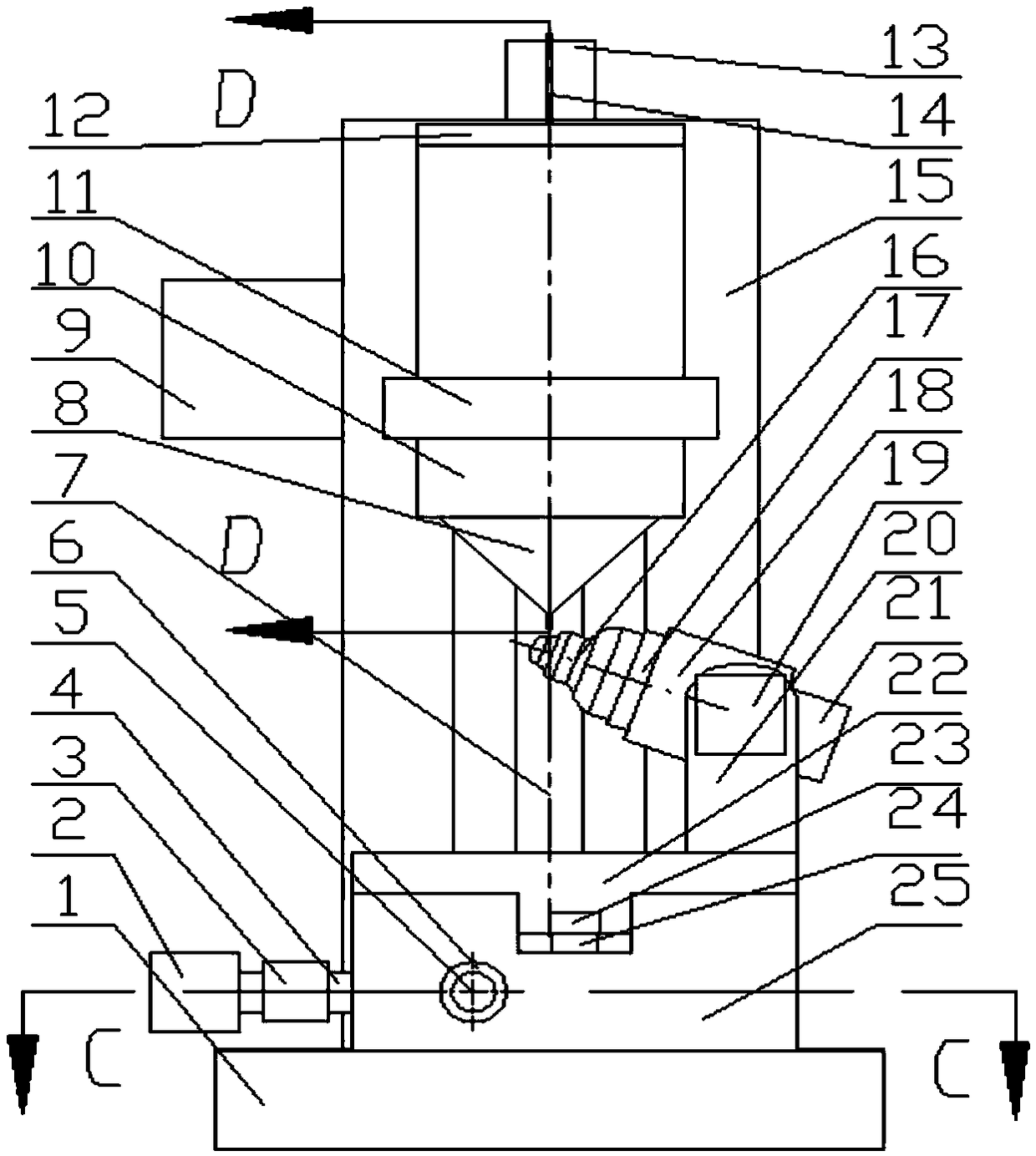 Inverted taper hole micro electric discharge machining device of fuel injector based on electrode side wall insulation