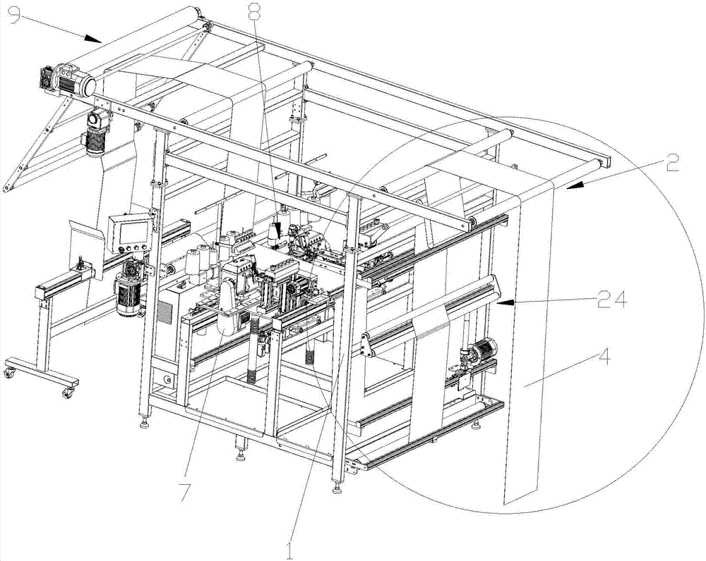 Full-automatic material distribution machine capable of achieving longitudinal sewing