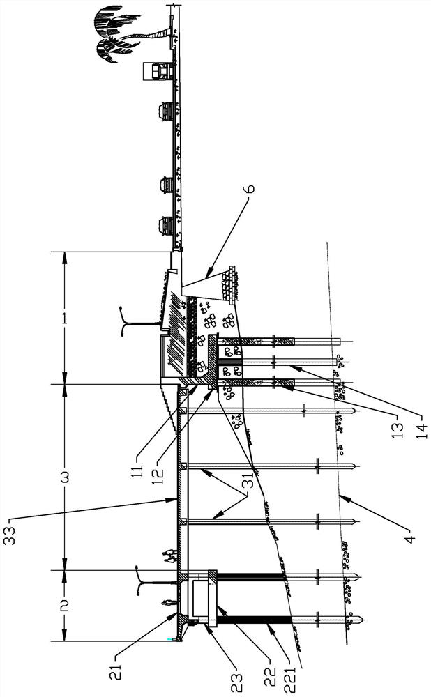 Frame type embankment pond structure