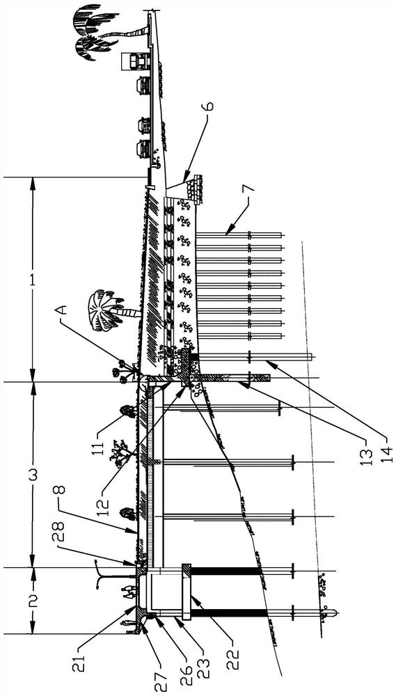 Frame type embankment pond structure