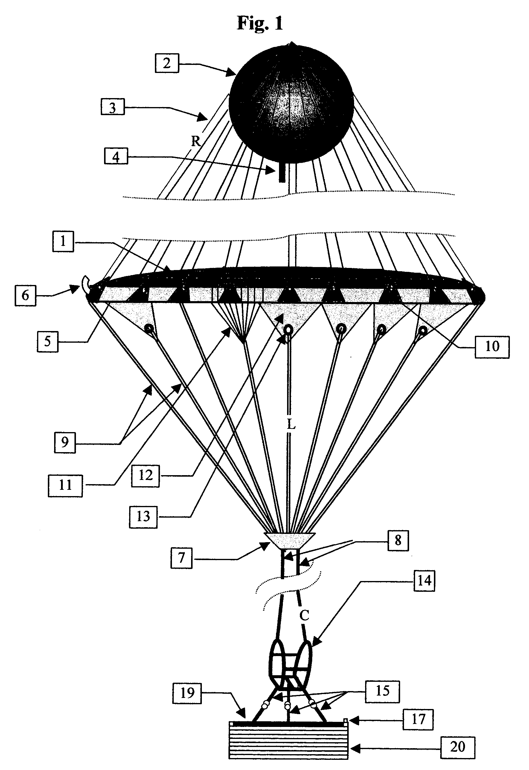 Inflatable parachute for very low altitude jumping and method for delivering same to a person in need