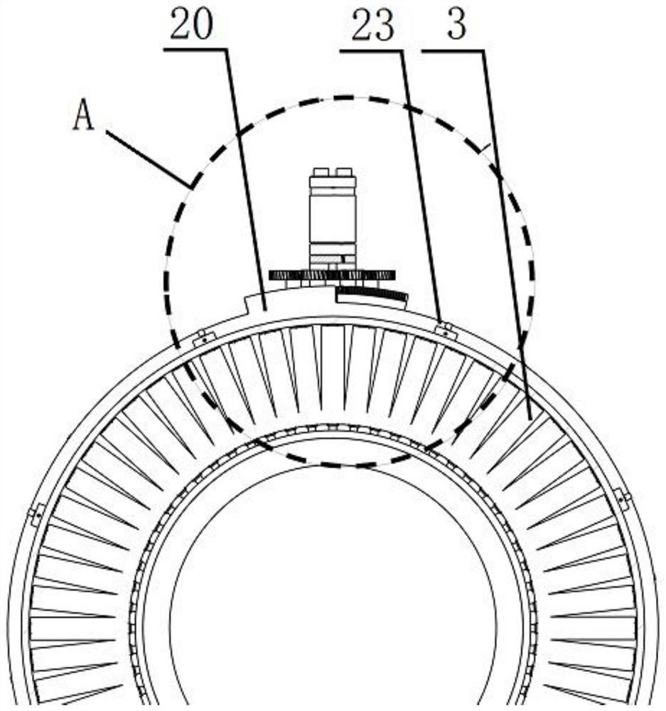 Space gear train stator blade adjusting device and turbine engine