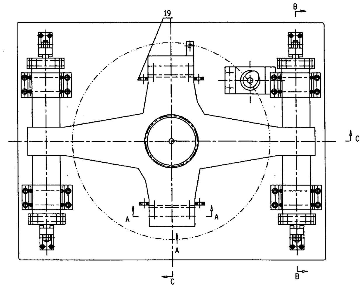 Center torsion bar type object mass center and rotational inertia measuring mechanism based on the knife edge support