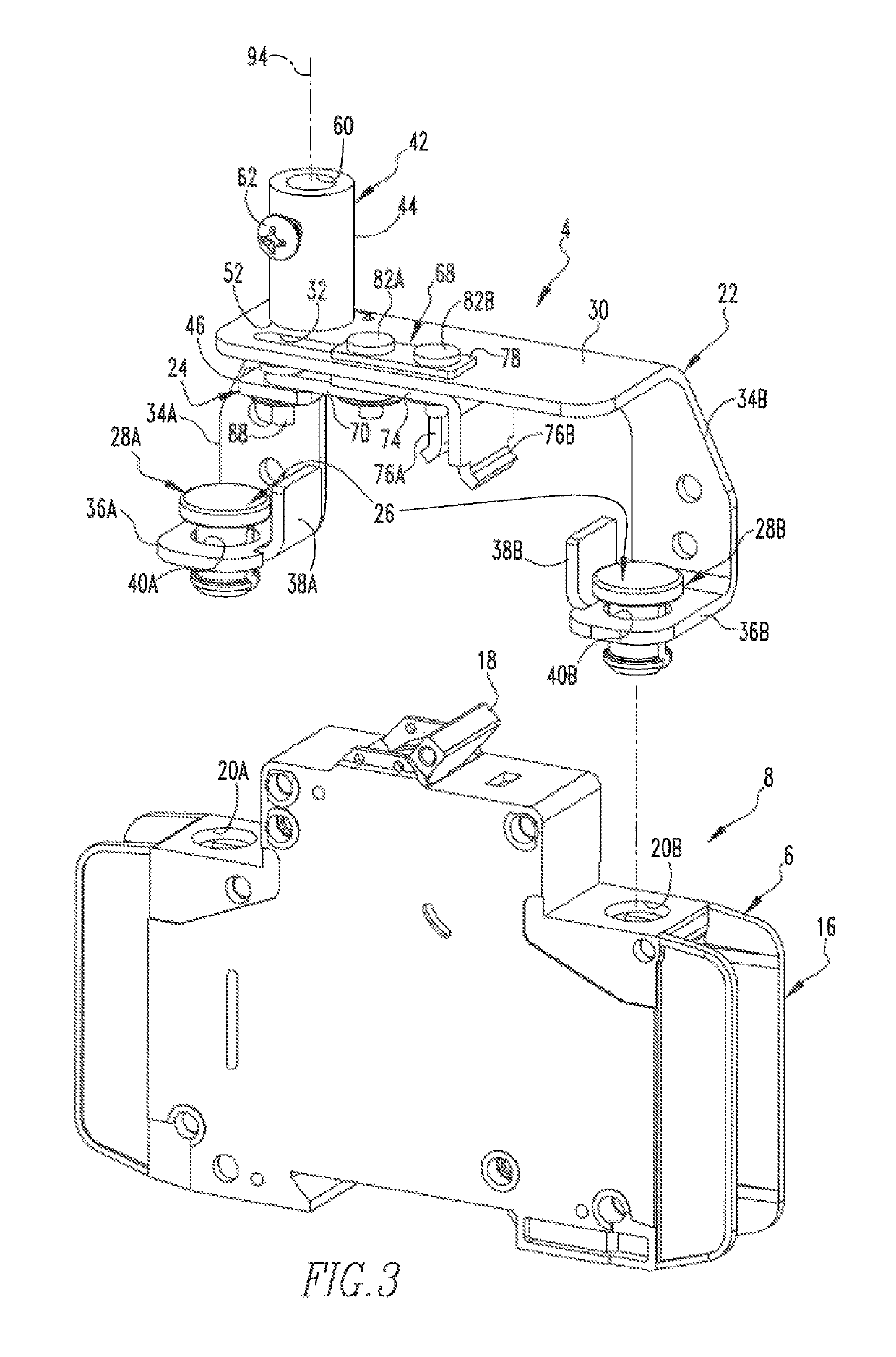 Rotary motion switching apparatus usable with circuit interrupter