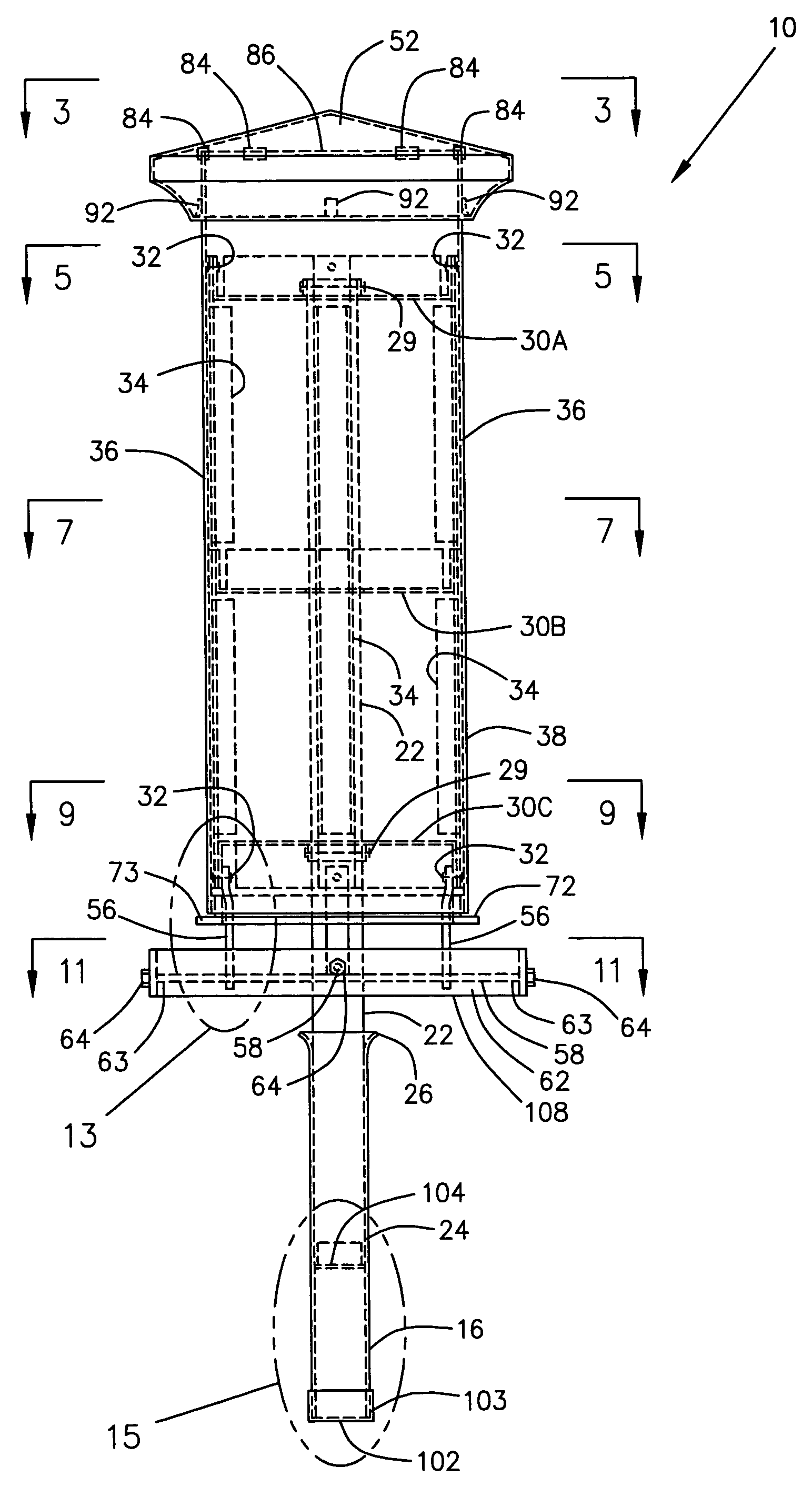 Structural prefabricated column post for securing to the ground