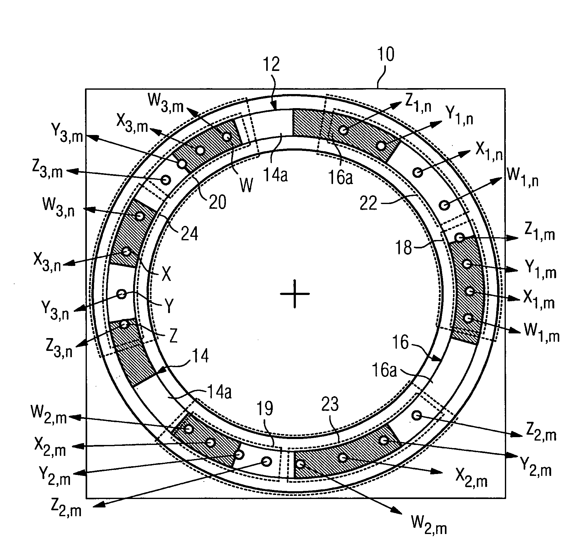 Measuring element comprising a track used as a material measure and corresponding measurement method carried out by means of such a measuring element