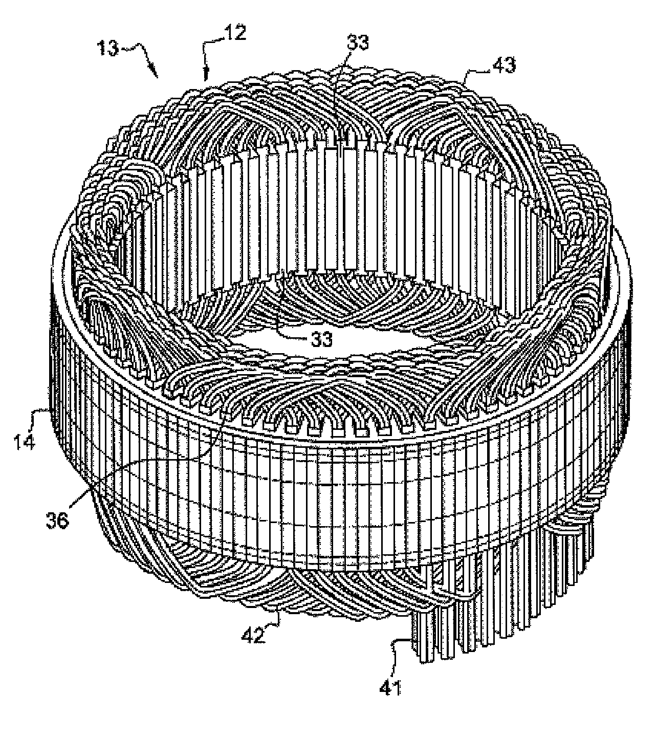 Polyphase stator for internally ventilated rotating electrical machine, and rotating electrical machine comprising such stator