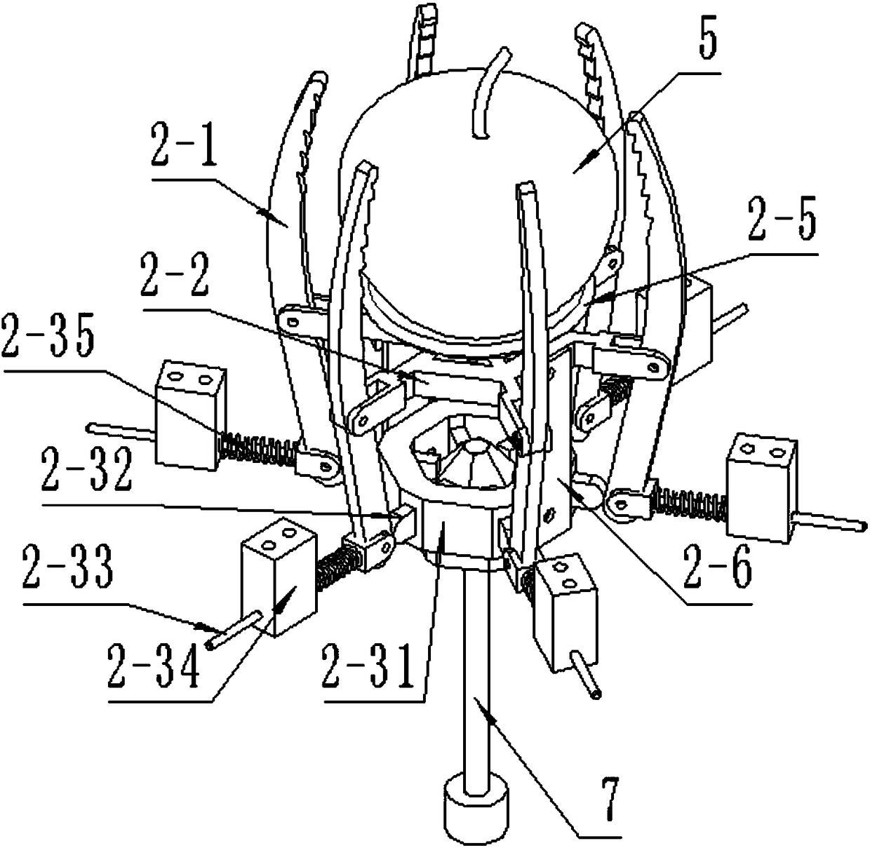 Bagging device used for bagging fruits with mesh bags