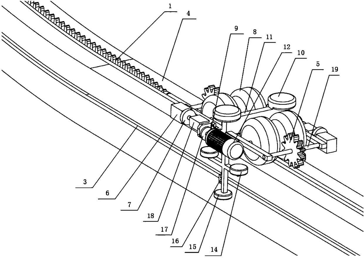 Ramp traction mountainous embedded tooth type monorail train and track system