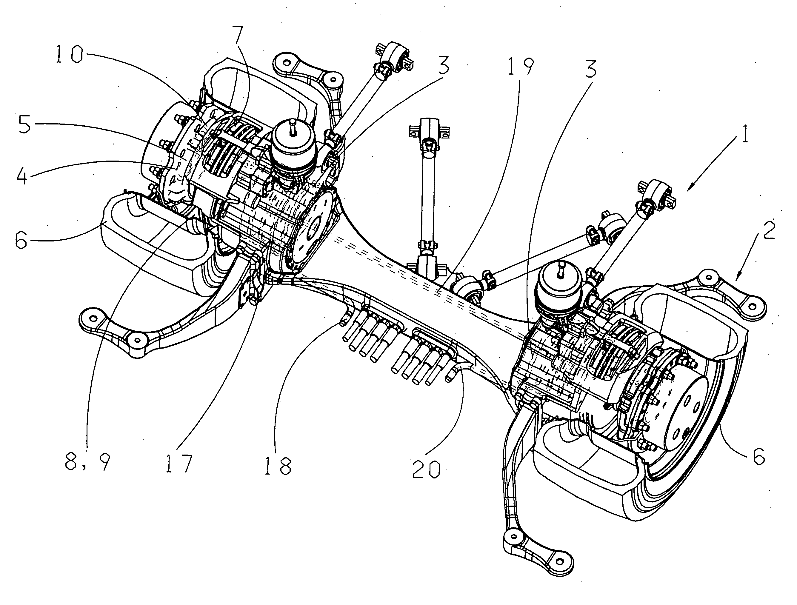 Electrically-powered axle with wheel hub drive