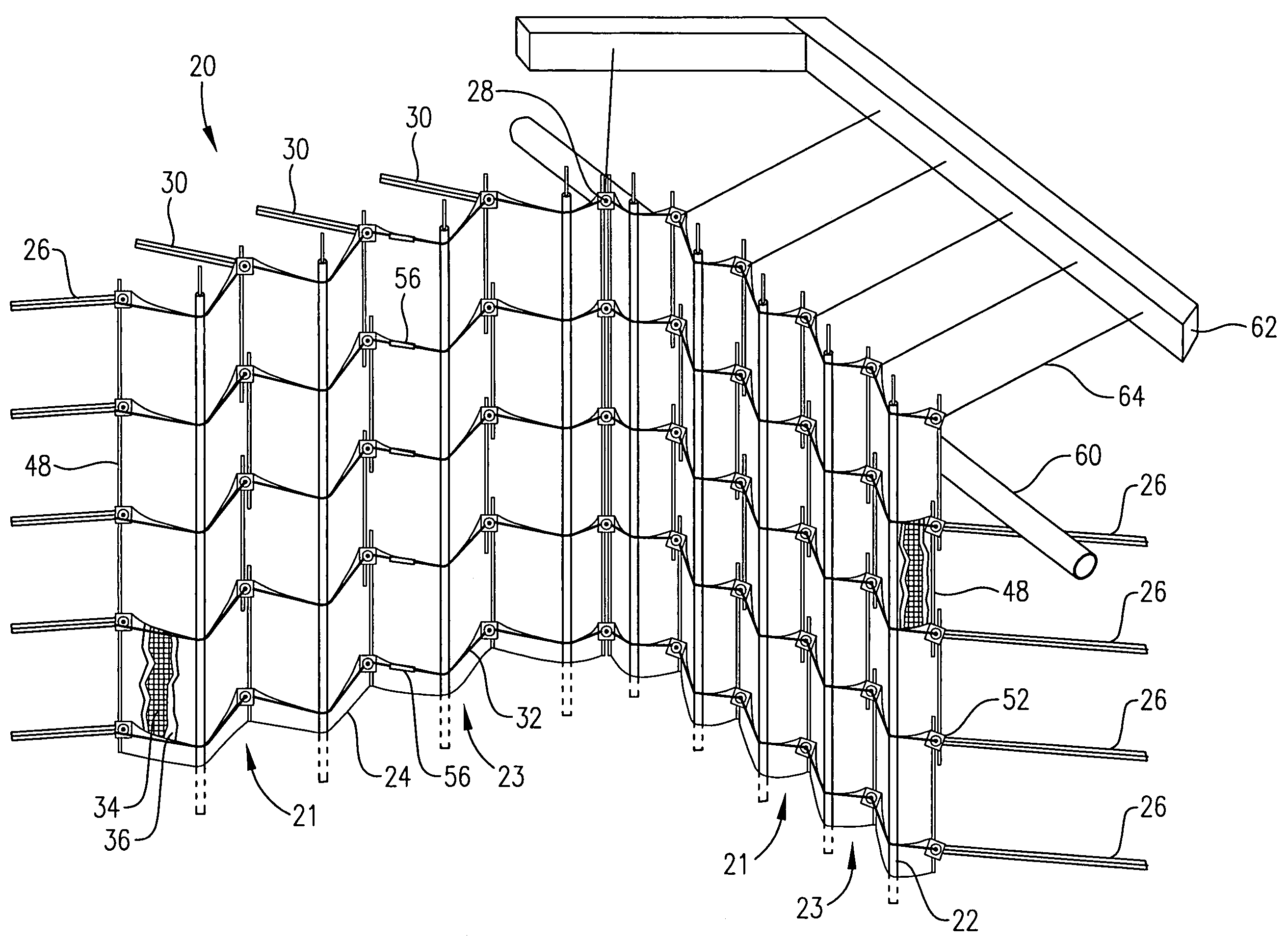 Arched soil nail wall