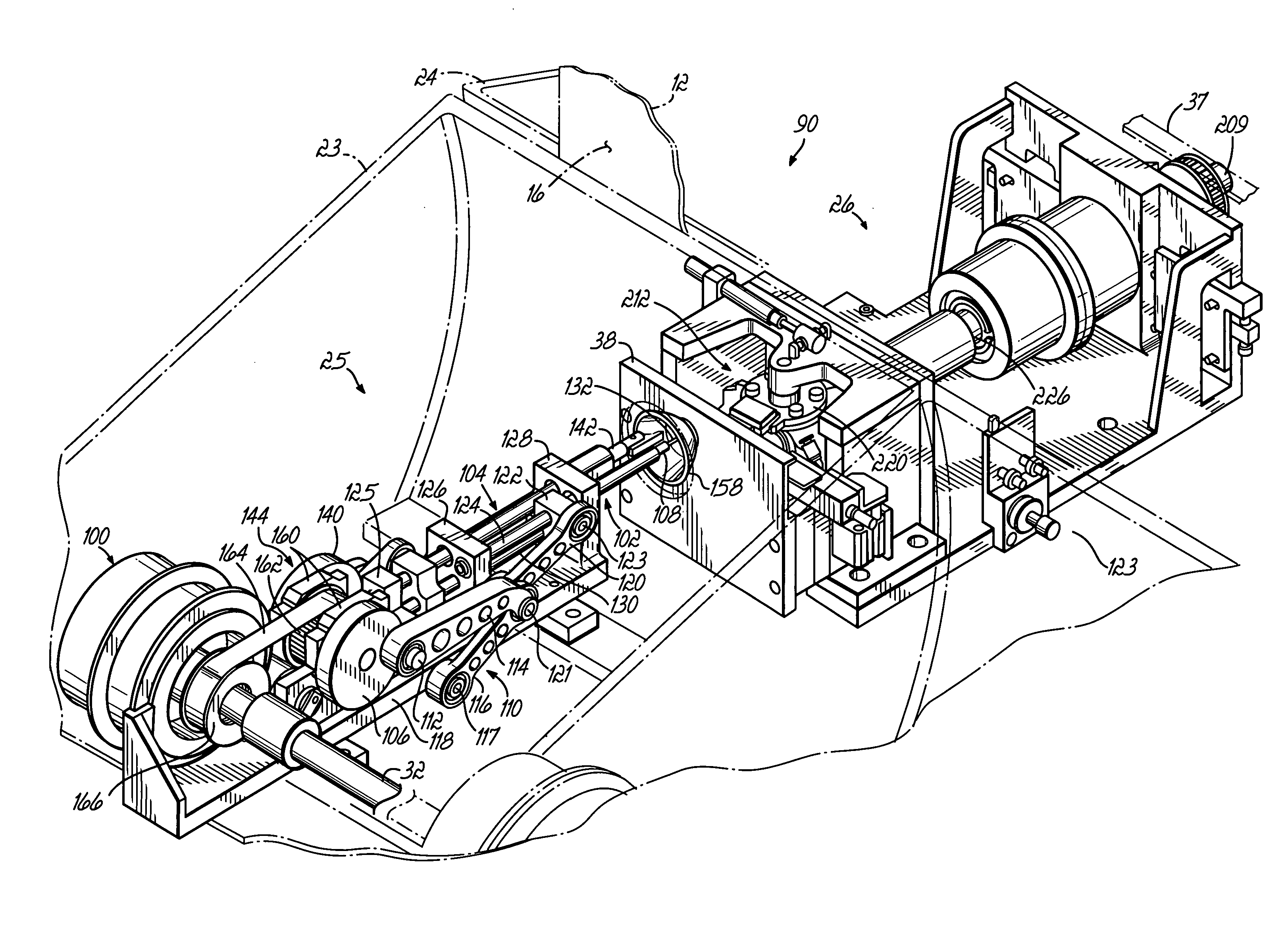 Multiple horizontal needle quilting machine and method