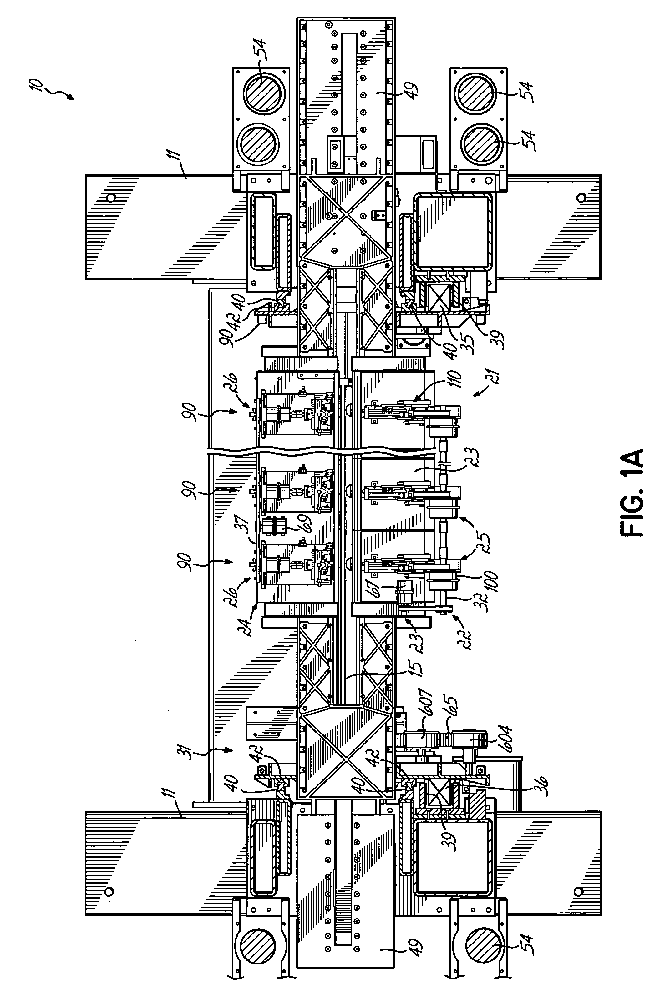 Multiple horizontal needle quilting machine and method