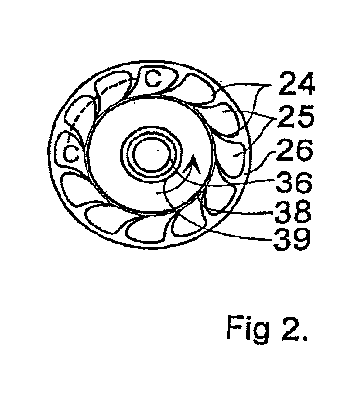 Degassing centrifugal apparatus, process for pumping and degassing a fluid and process for producing paper or board