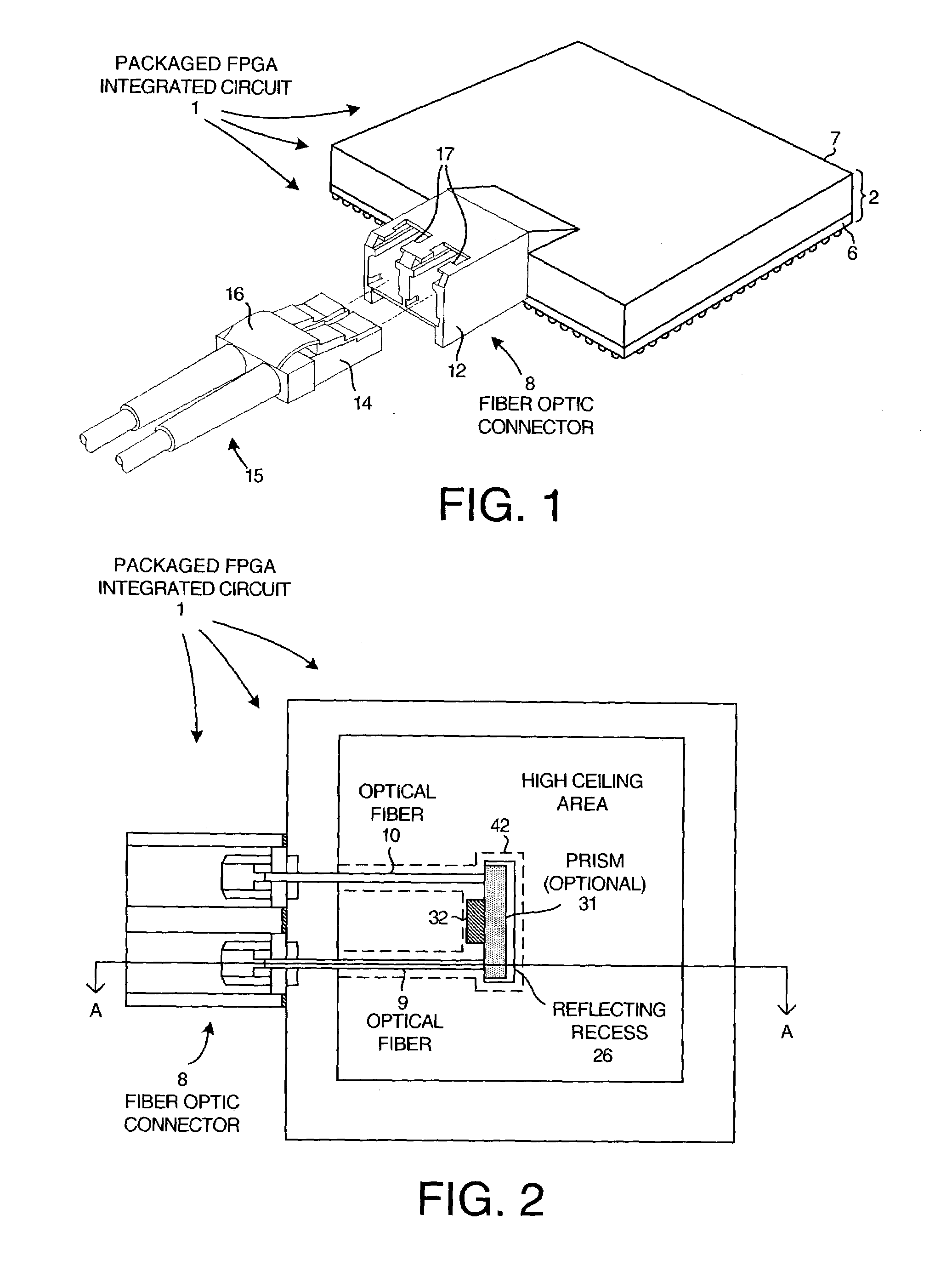 Fiber optic field programmable gate array integrated circuit packaging