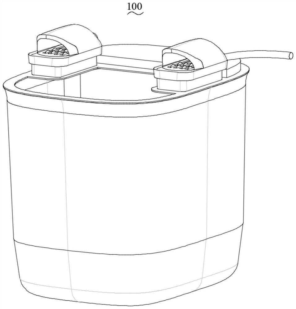 Foot bath device for massaging palms and arms