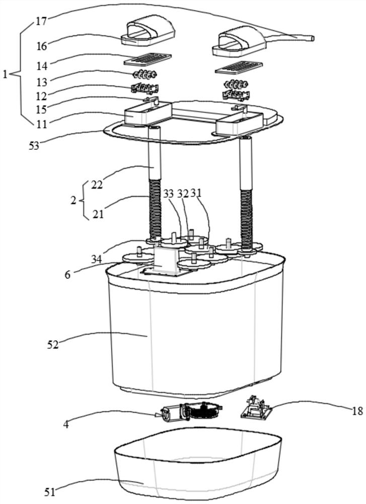 Foot bath device for massaging palms and arms