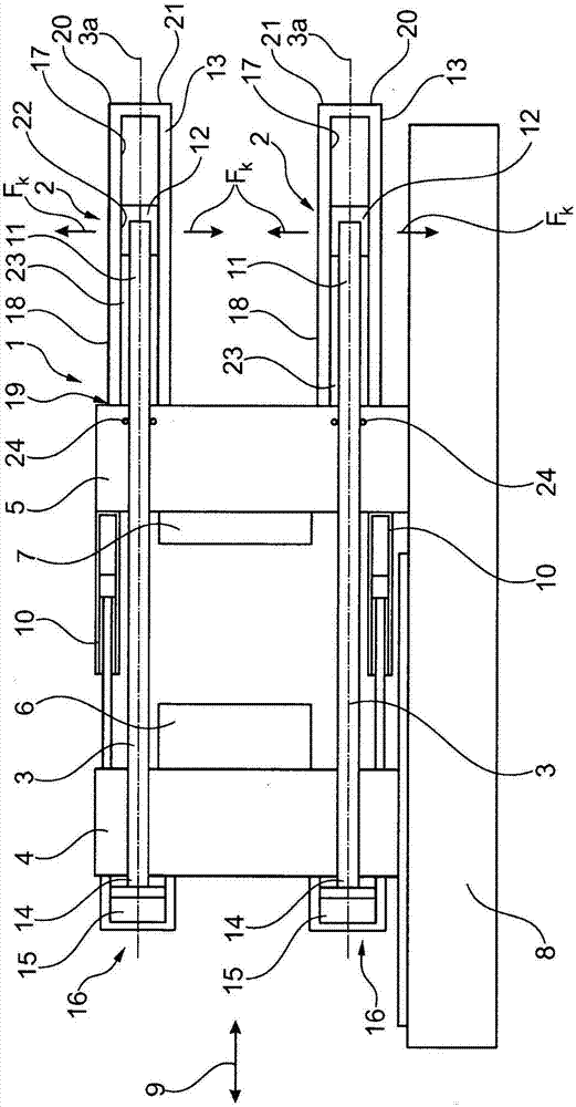 Closing unit of an injection-molding machine, said injection-molding machine having columns