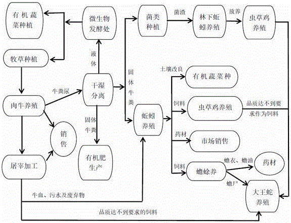 Cultivation and breeding seamless linking circulation mode for promoting ecologic balance