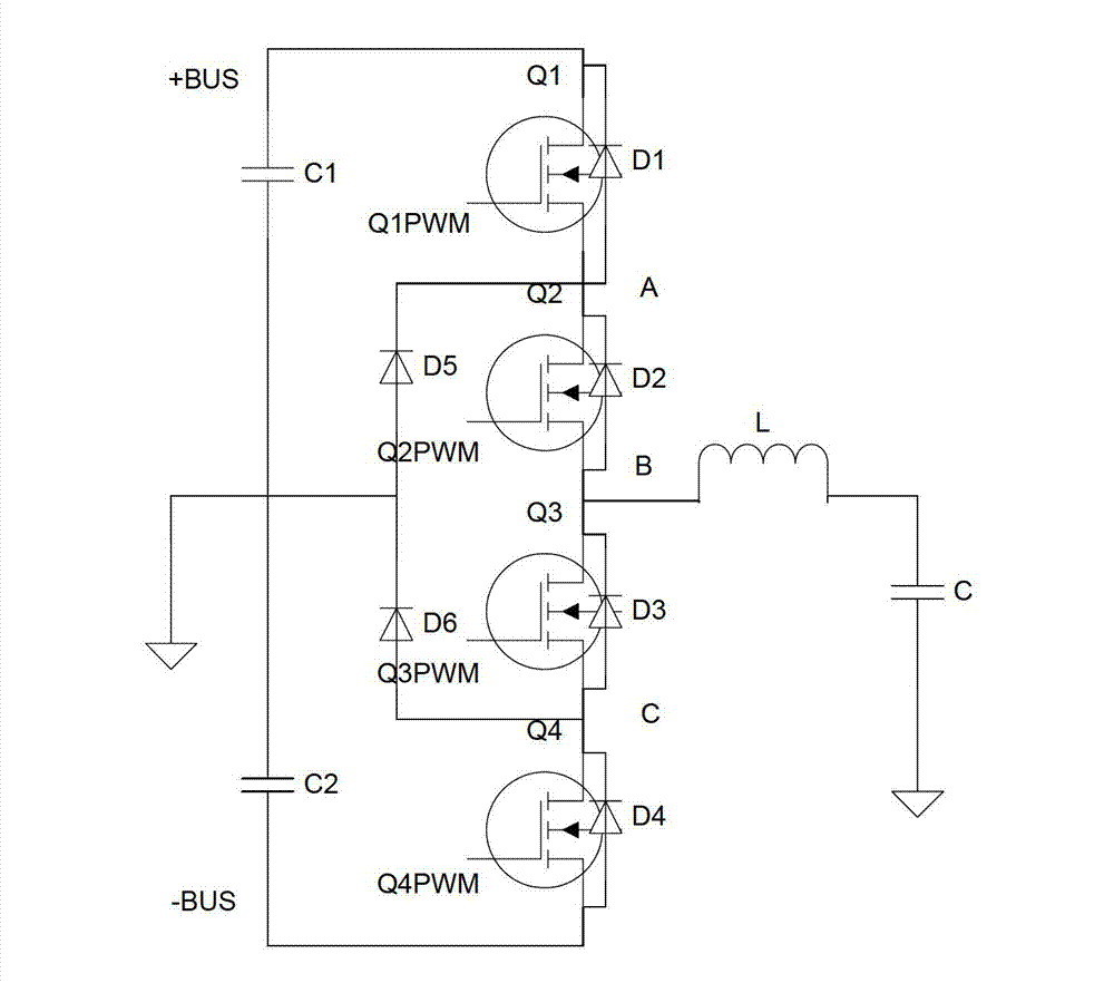 Diode neutral point clamped three-level inverter current limiting control method and related circuit thereof